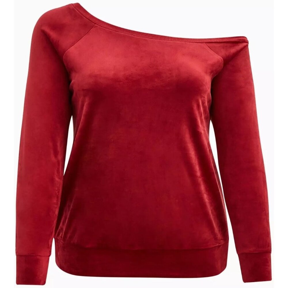 Torrid Top Size 3/3X Velour Off Shoulder Loungewear Soft Cozy Stretch Comfort
